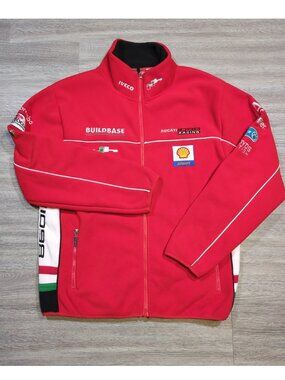 Vintage Ducati 1098 Racing Men's M Fleece Zip Jacket Buildbase Shell MotoGP Red
